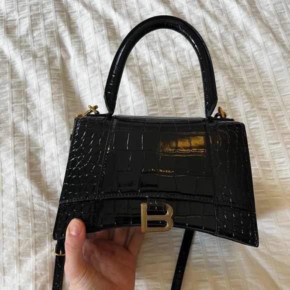 Balenciaga Hourglass Small Crocodile Embossed Leather Bag - Picture 2 of 16